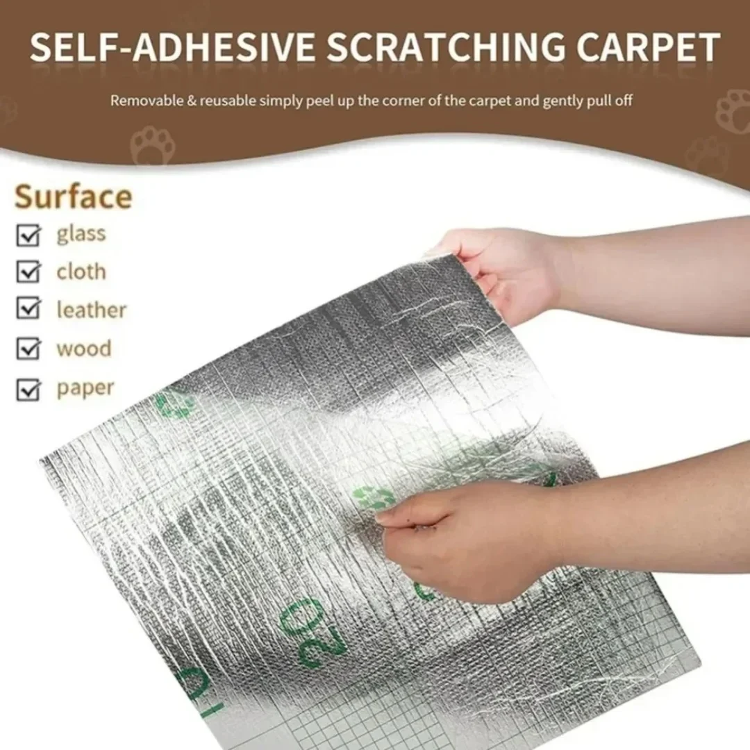 Self-adhesive backing of the Savirro scratching carpet, removable and reusable